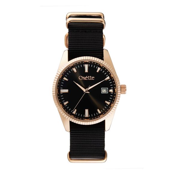 Ρολόι Velvet με μαύρο nylon λουράκι και μαύρο καντράν