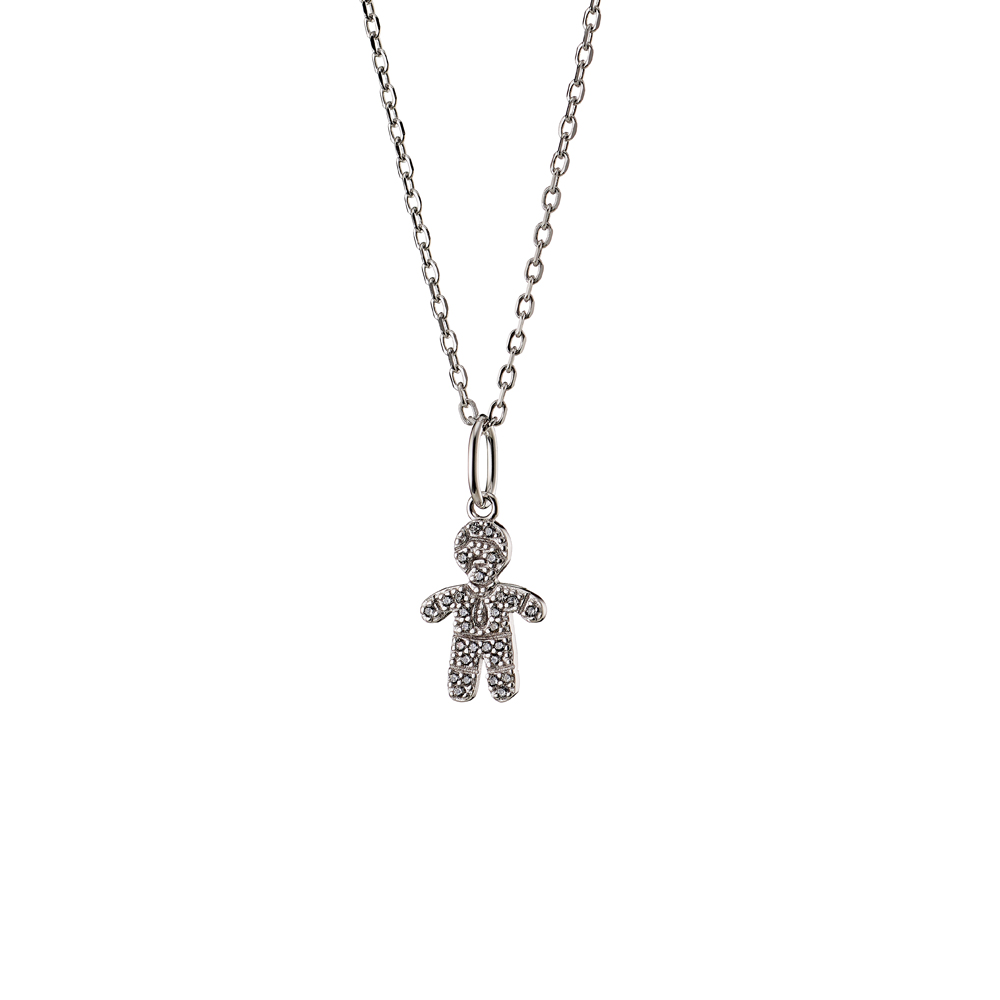 Boy with Hat Diamond Pendant in Sterling Silver or 14k Gold Plated
