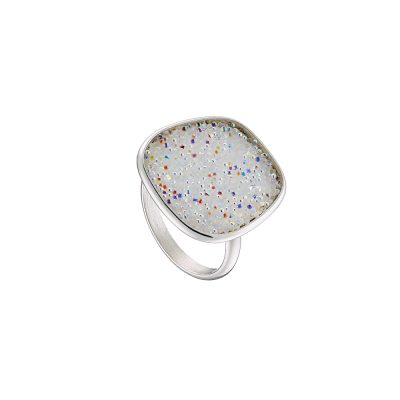 Δαχτυλίδι Gala ασημένιο με λευκά ψήγματα κρυστάλλων 2 cm