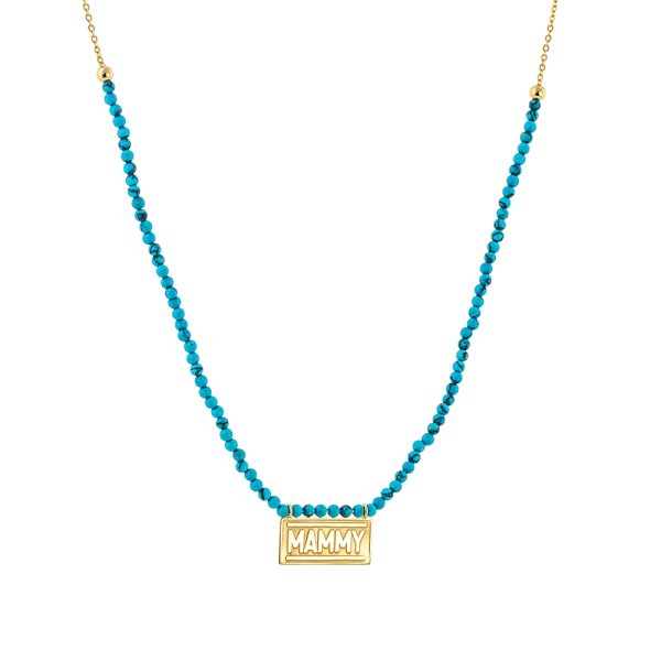 Love Messages silver gold plated necklace with mammy element and turquoise stones