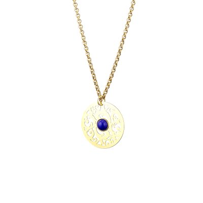 Necklaces Byzance metal gold plated with blue stone 4.3 cm element