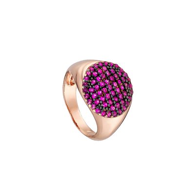 Δαχτυλίδι Optimism μεταλλικό ροζ χρυσό με φούξια ζιργκόν στρογγυλό