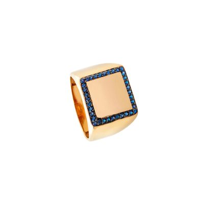 Δαχτυλίδι Optimism μεταλλικό ροζ χρυσό με μπλε ζιργκόν τετράγωνο