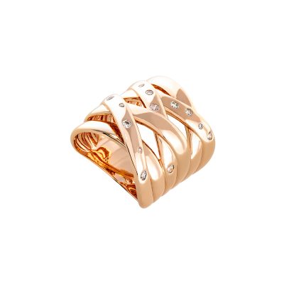 Δαχτυλίδι Optimism μεταλλικό ροζ χρυσό με λευκά ζιργκόν πλατύ