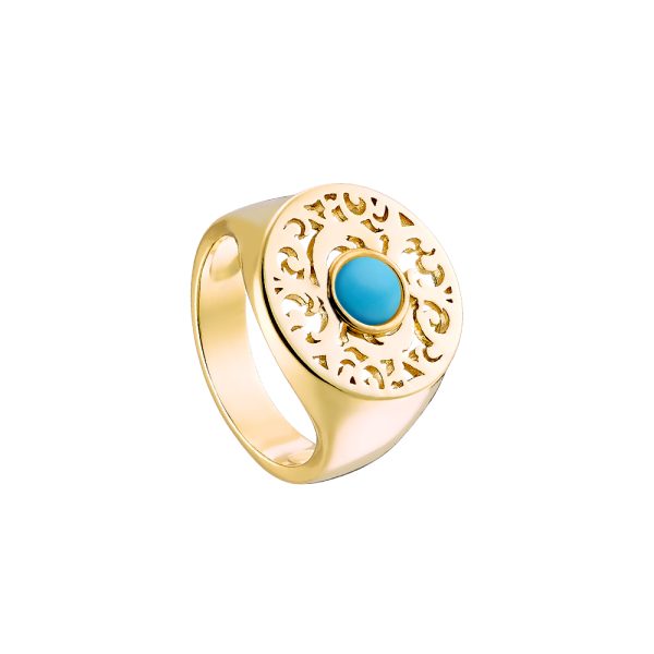 Ring Byzance metallic gold plated with turquoise stone