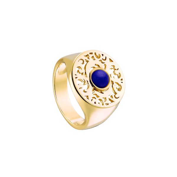 Ring Byzance metal gilt with blue stone