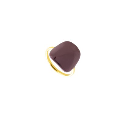Δαχτυλίδι Pop Explosion μεταλλικό επίχρυσο με καφέ σμάλτο 1.9 cm