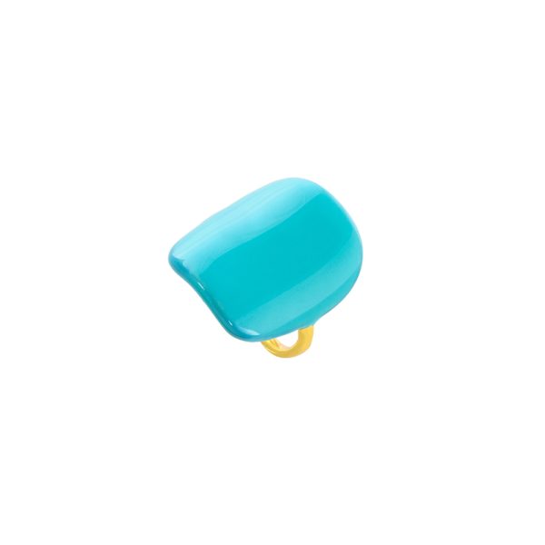 Ring Pop Explosion gold-plated metal with turquoise enamel 2.9 cm