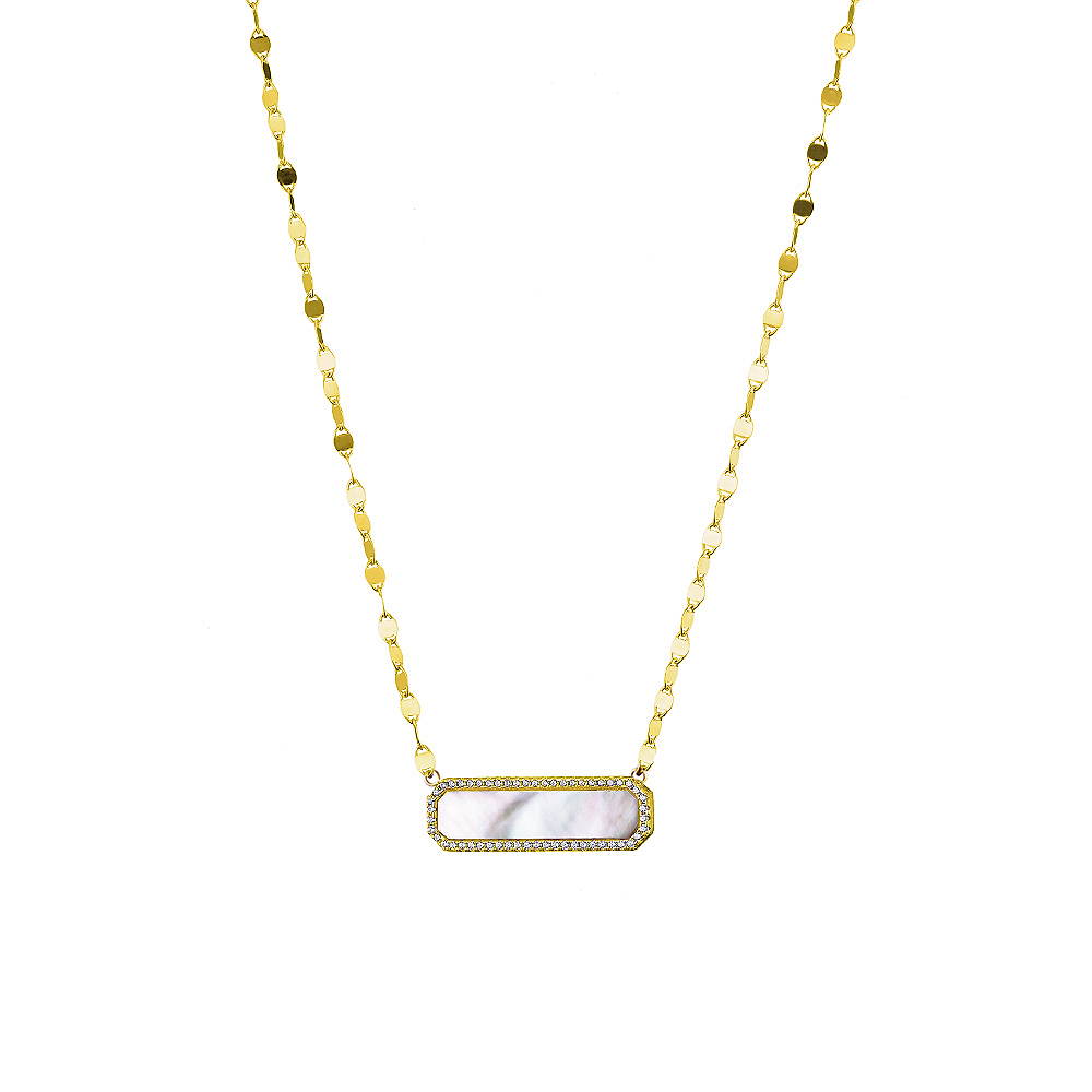 Identify silver gold plated necklace with mop and white zircons Oxette