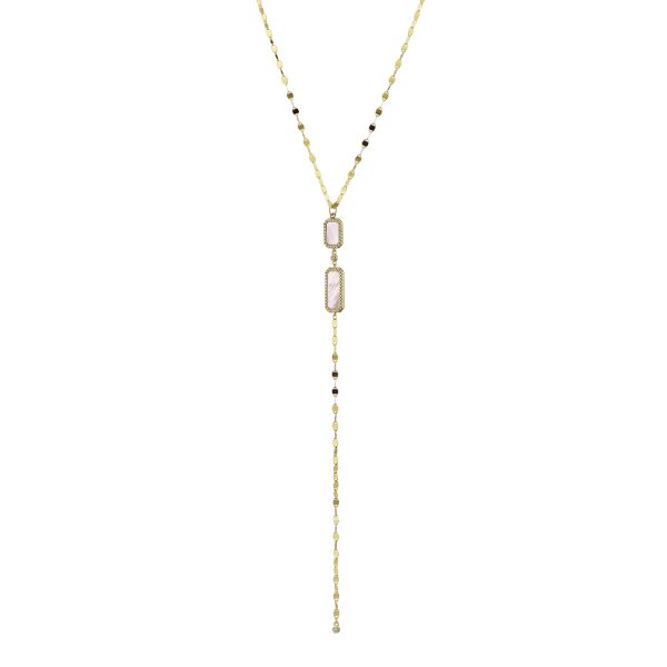 Identify silver gold plated necklace with mop, white zircons and chain