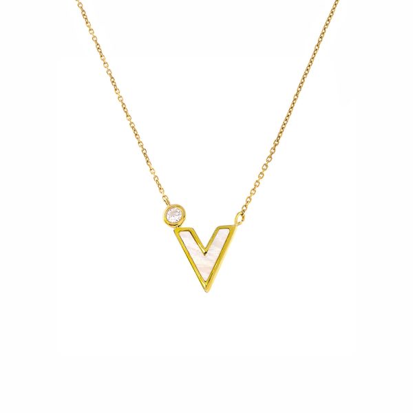 Silver gold-plated Victory necklace with mop and white zircon