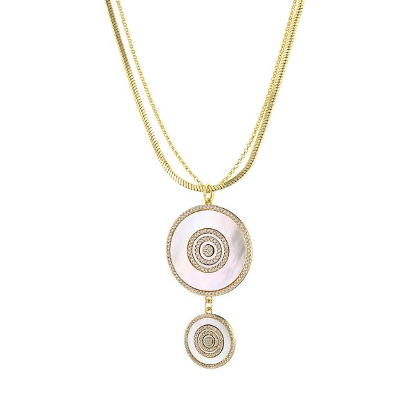 Gold-plated Optimism necklace with white zircons and mop