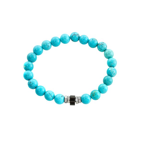 Men's Bracelet steel elastic with turquoise stones