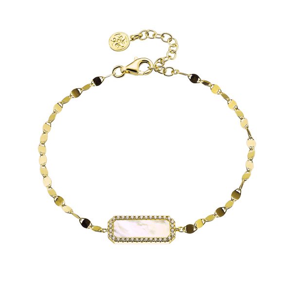 Identify Bracelet silver gold plated with mop and white zircon