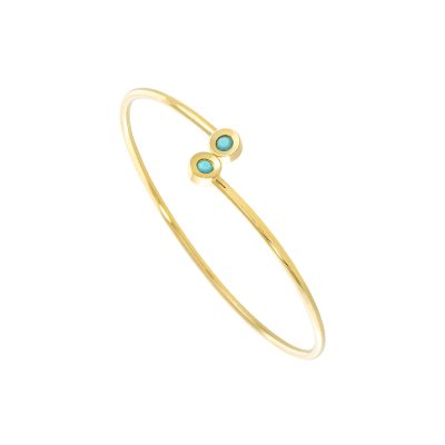 Extravaganza steel gold-plated fixed thin bracelet with turquoise crystals
