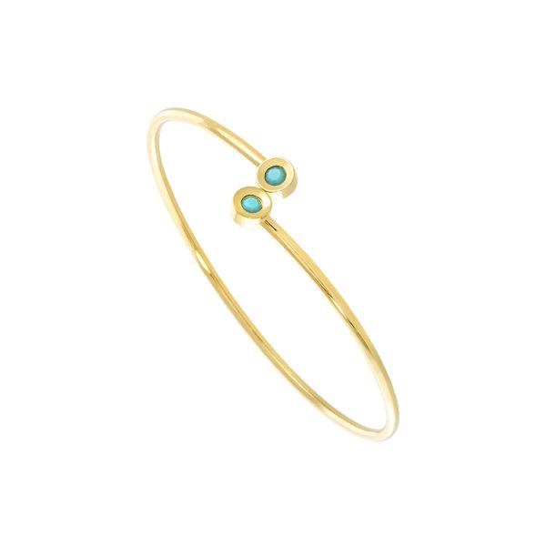 Extravaganza Bracelet steel gold plated thin bangle with turquoise crystals