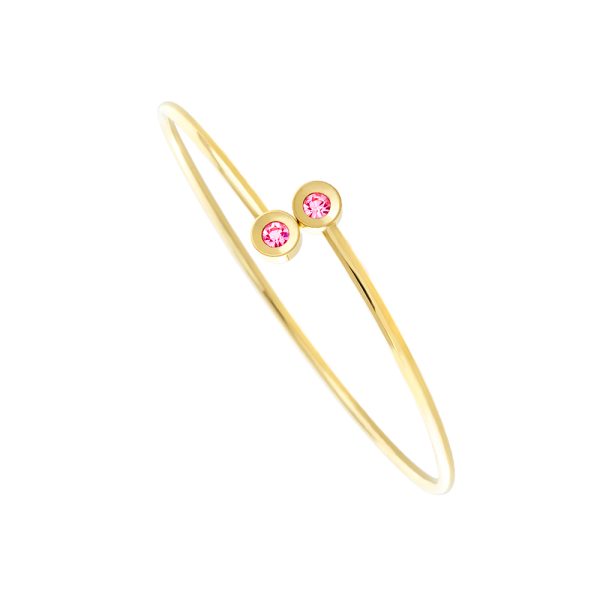 Extravaganza Bracelet steel gold plated thin bangle with pink crystals