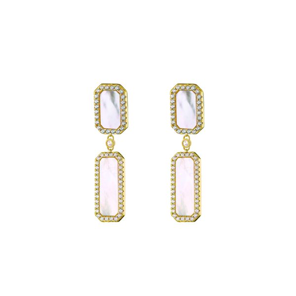 Identify Earrings silver gold plated with mop and white zircon