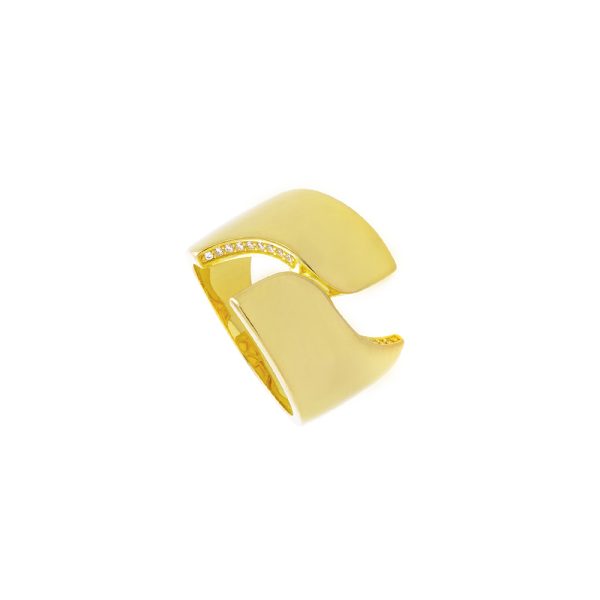 Heavy Metal Ring metallic gold plated with white crystals