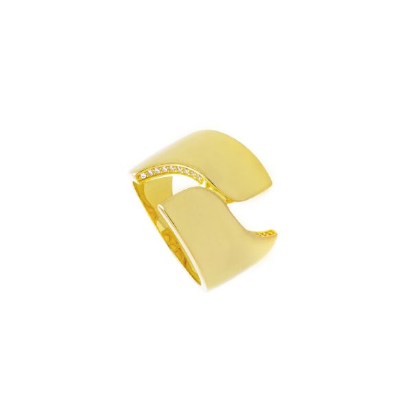 Heavy Metal metal gold-plated ring with white crystals