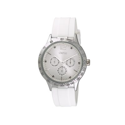 Cruise watch with white silicone strap and white dial