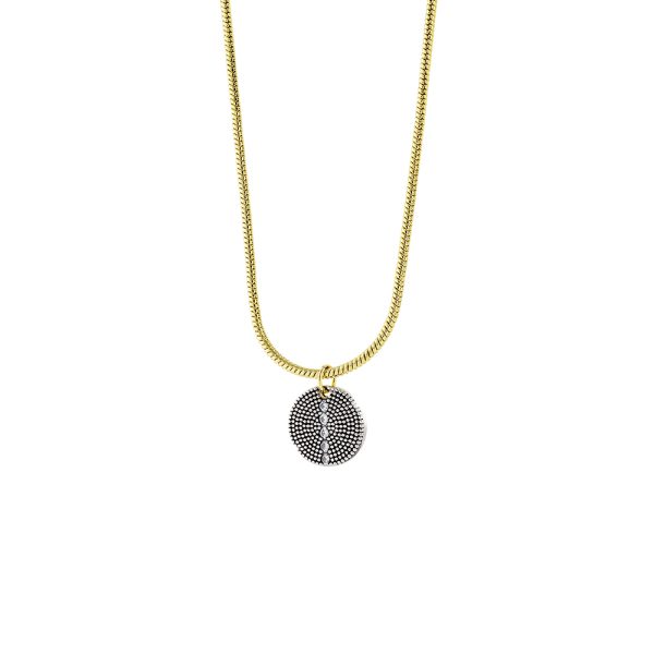 Natrix necklace metal gold-plated/black (oxidised) with white zircons 1.3 cm