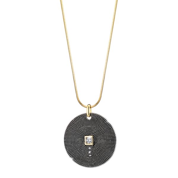 Natrix necklace metal gold-plated/black (oxidised) with white zircons 3.6 cm