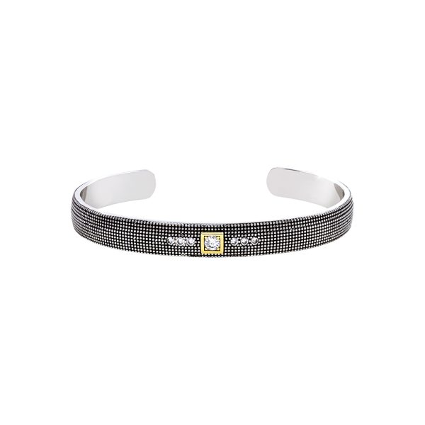 Natrix Bracelet metallic black/gold plated (oxidised) bangle with white zircon