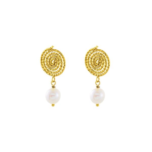 Helix silver plated earrings with spiral element and pearl