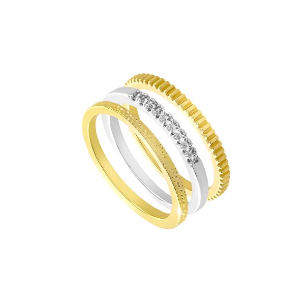 Natrix rings metallic silver/gold plated with white zircons