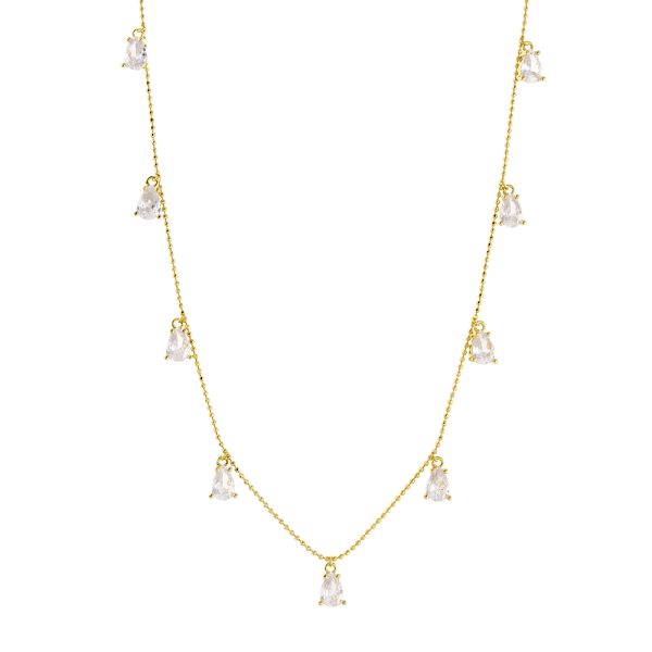 Talisman Necklace silver gold plated with white zircon
