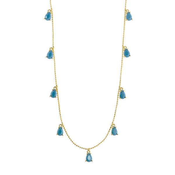 Talisman Necklace silver gold plated with turquoise zircon
