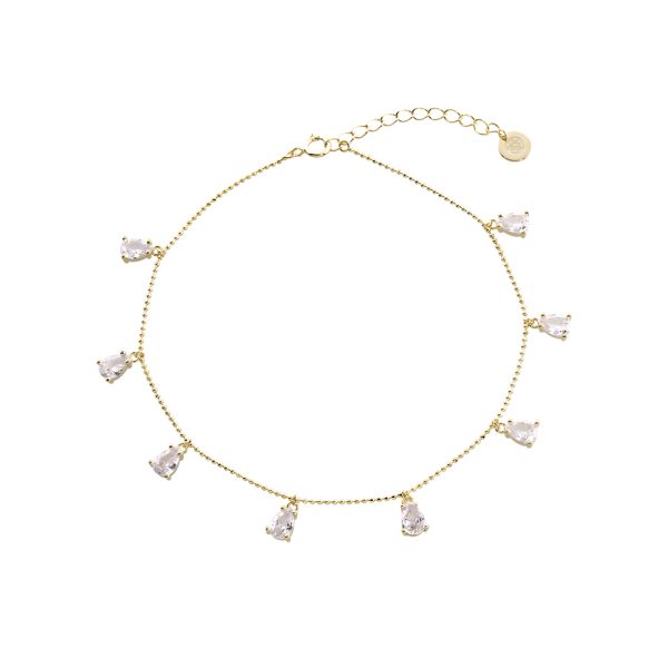 Talisman Anklet silver gold plated with white zircon