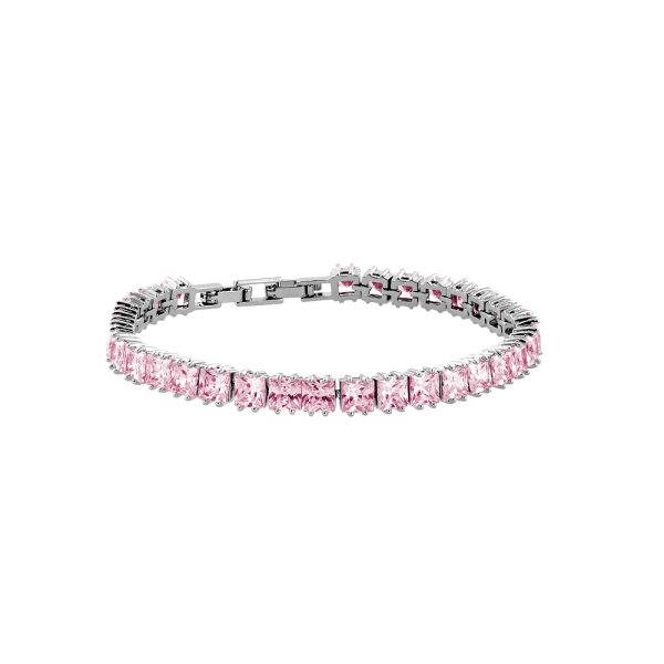 Party Bracelet metallic silver with pink zircon