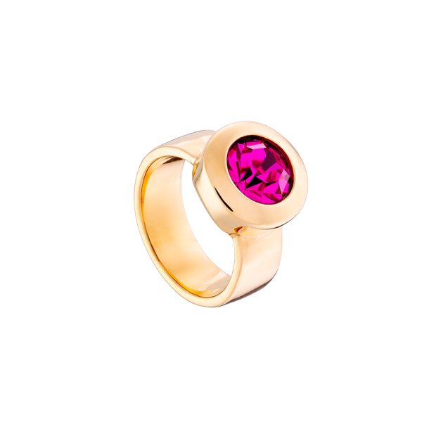 Extravaganza steel rose gold ring with purple crystal