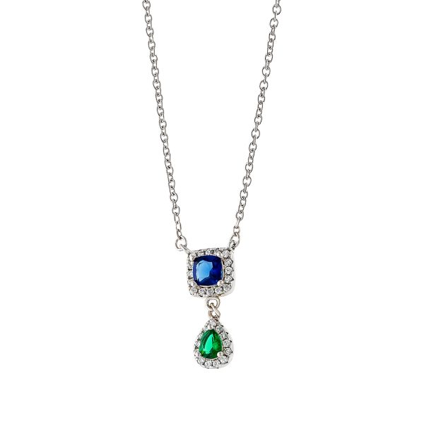 Kate necklace Gifting silver with blue, green and white zircons