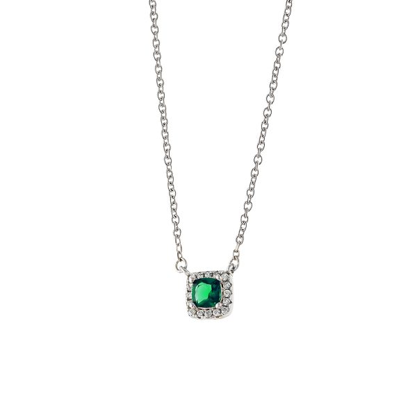 Kate necklace Gifting silver with green and white zircons