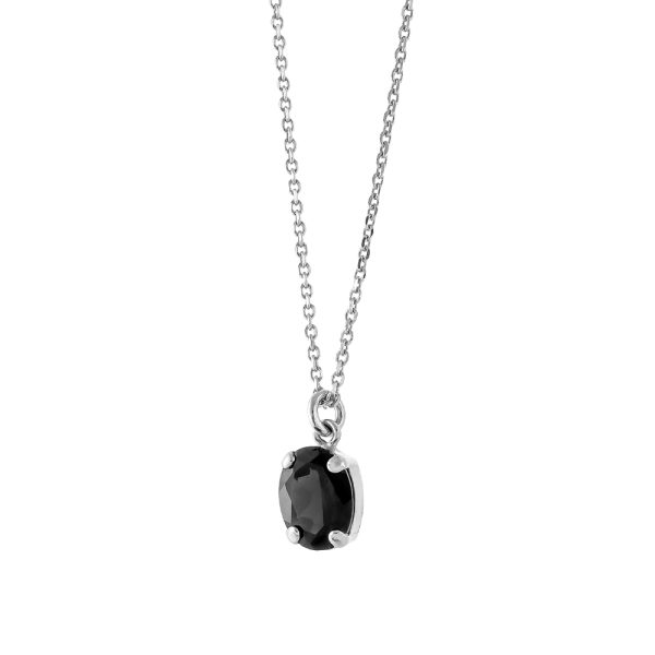 Basic silver necklace with black zircon