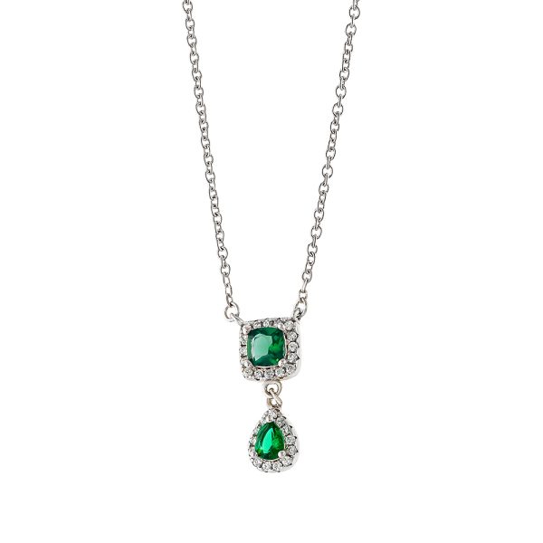 Kate necklace Gifting silver with green and white zircons