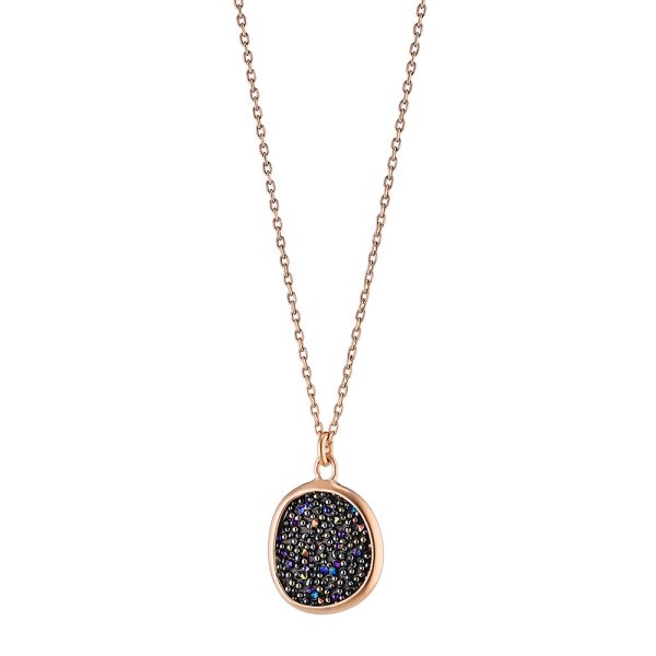 Red Carpet silver rose gold necklace with blue crystal nuggets 1.4 cm