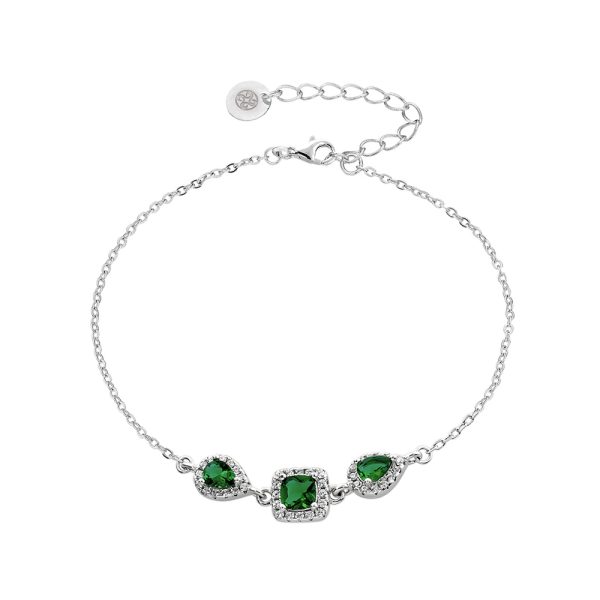 Kate bracelet Gifting silver with green and white zircons