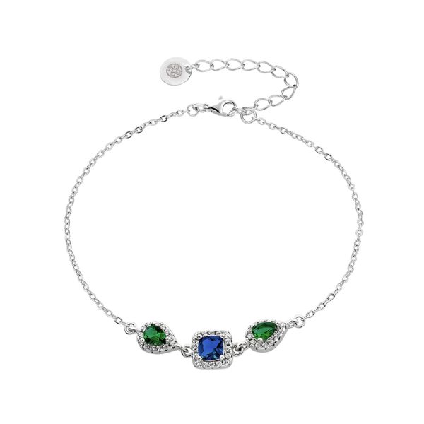 Kate bracelet Gifting silver with blue, green and white zircons