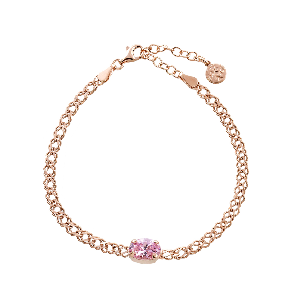 02X05-02193 Βραχιόλι Basic ασημένιο ροζ χρυσό με ροζ ζιργκόν
