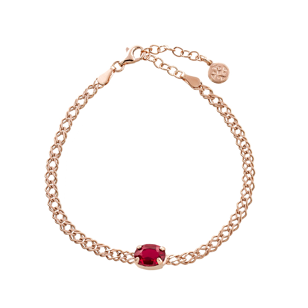 02X05-02195 Βραχιόλι Basic ασημένιο ροζ χρυσό με κόκκινο ζιργκόν