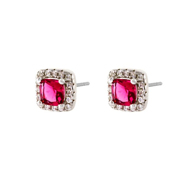 Kate earrings Gifting silver with fuchsia and white zircons