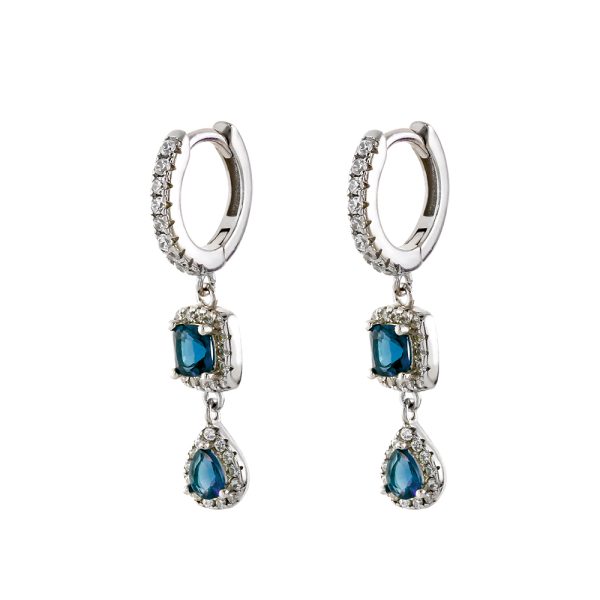 Kate earrings Gifting silver hoops with blue and white zircons