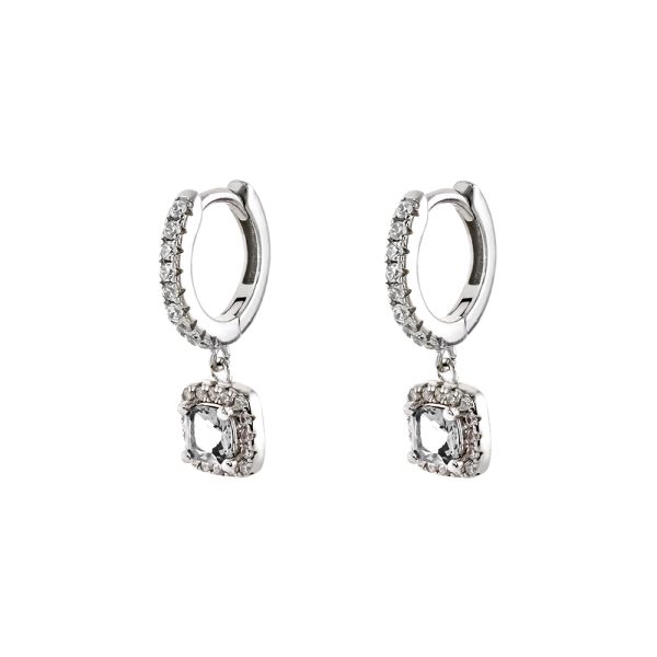 Σκουλαρίκια Kate Gifting ασημένια κρικάκια με λευκά ζιργκόν