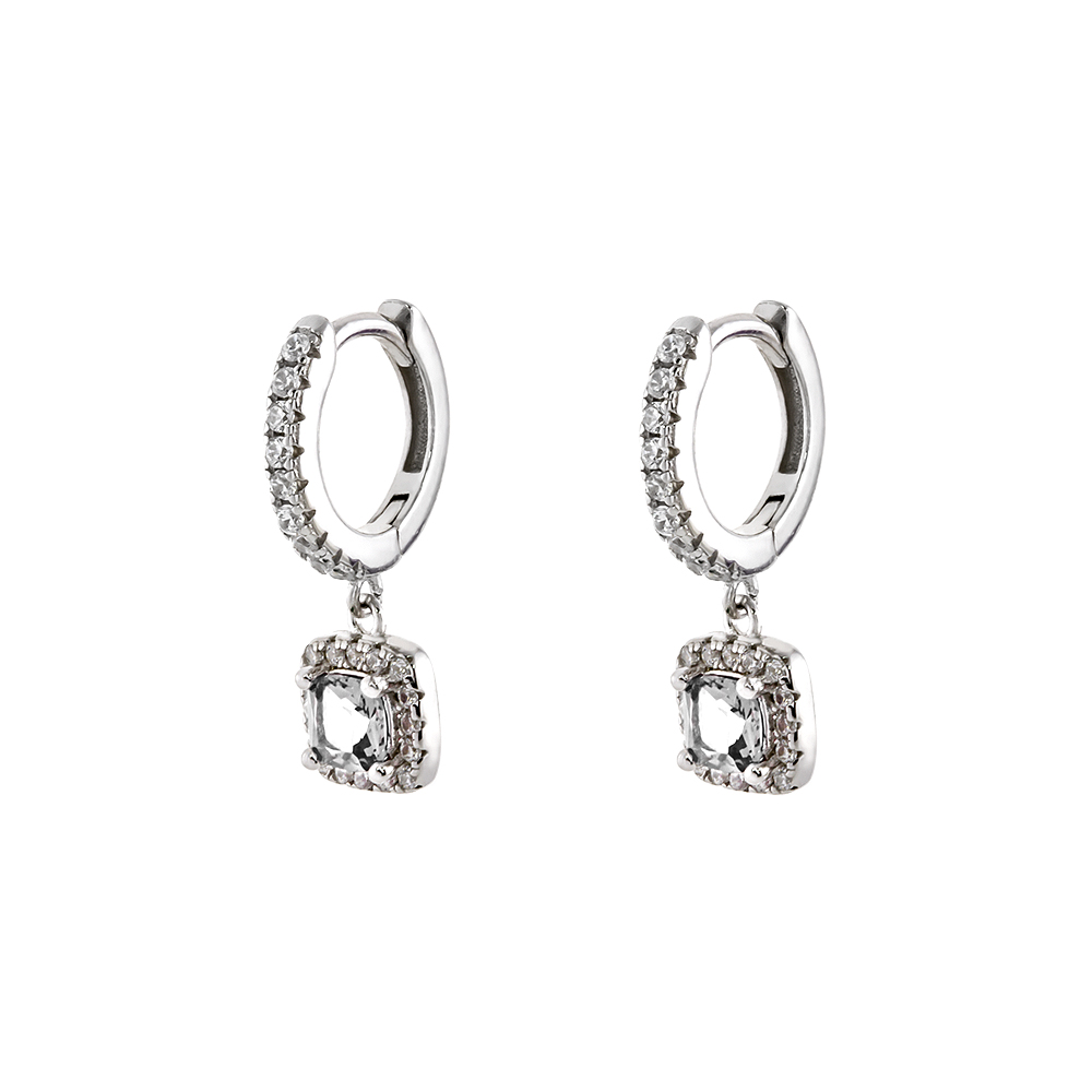 03X01-03205 Σκουλαρίκια Kate Gifting ασημένια κρικάκια με λευκά ζιργκόν
