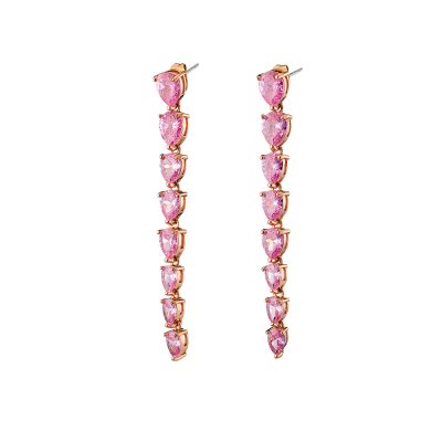 Σκουλαρίκια Eleganza μεταλλικά ροζ χρυσά με ροζ ζιργκόν