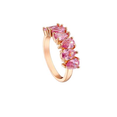 Δαχτυλίδι Eleganza μεταλλικό ροζ χρυσό με ροζ ζιργκόν